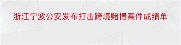 浙江宁波公安发布打击跨境赌博案件成绩单